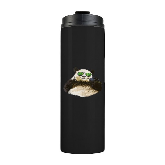 Chilling Panda Eating Bamboo Bear Thermal Tumblers