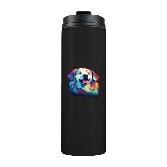 Watercolor Colorful Great Pyrenees Thermal Tumblers