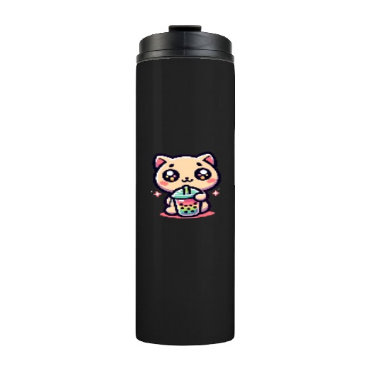 Cat Bubble Tea Boba Kawaii Thermal Tumblers