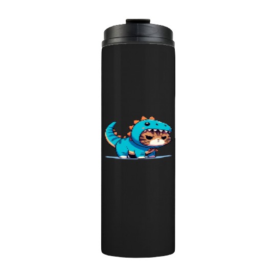 Grumpy Cat in Velociraptor Costume Thermal Tumblers
