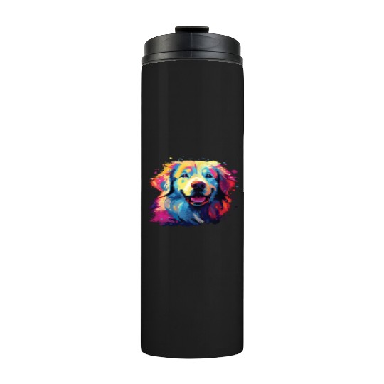 Watercolor Colorful Great Pyrenees Thermal Tumblers