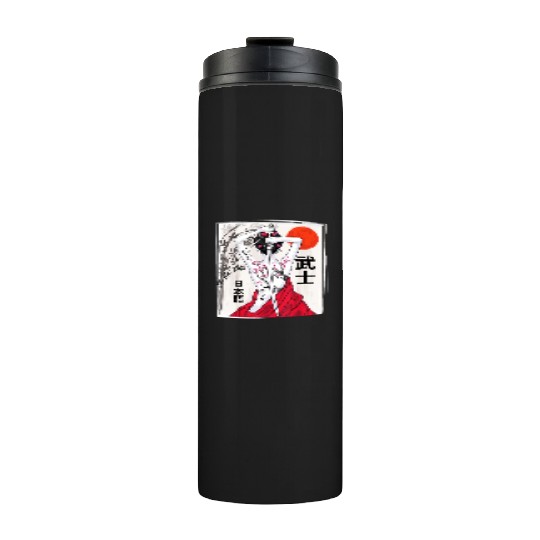 Vintage Japanese Samurai Culture Sakura Scenery Thermal Tumblers