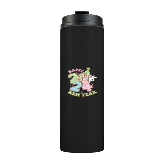 Happy New Year 2024 disco ball party Thermal Tumblers