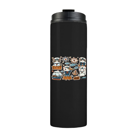 Sailor Whiskers: Little Sailor Kitties Sticker Thermal Tumblers