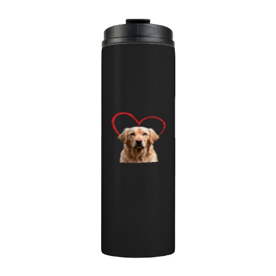 Golden Retriever Embraced by Love Knows No Bounds Thermal Tumblers