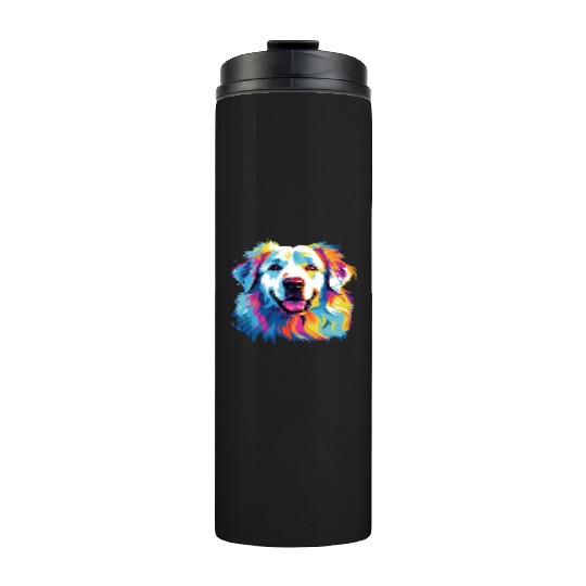 Watercolor Colorful Great Pyrenees Thermal Tumblers