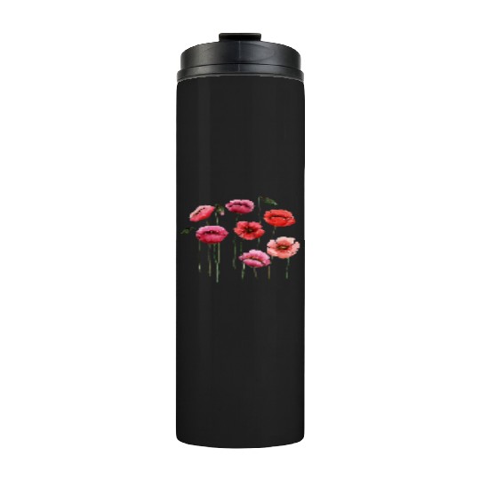 Poppies, spring bloomers, summer, flower, vintage. Thermal Tumblers
