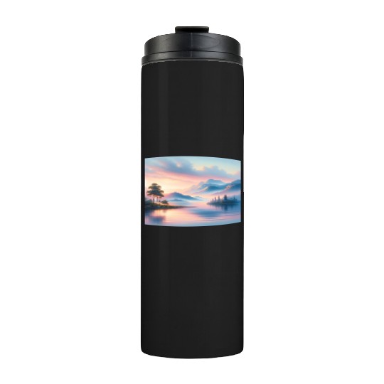 Sunrise Serenity Lakeside Tranquility in Pastel Thermal Tumblers