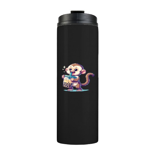 Kawaii Bubble Tea Boba Cappuccino Monkey Thermal Tumblers