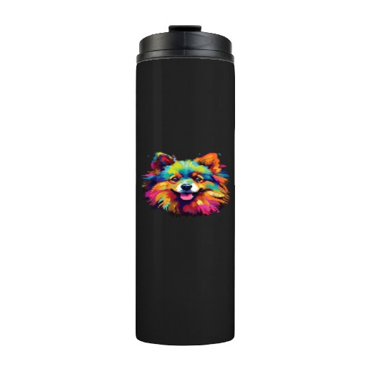 Watercolor Colorful Pomeranian Thermal Tumblers
