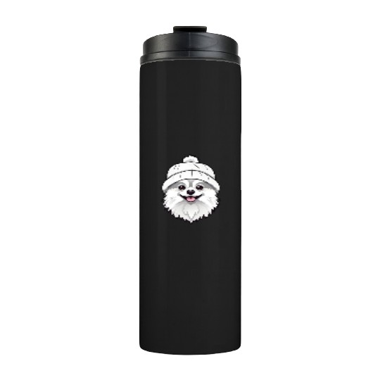 Cute Pomeranian with hat Thermal Tumblers