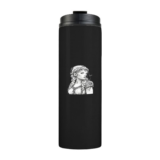 Viking female hairstyles grayscale Thermal Tumblers