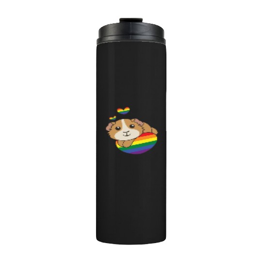 Rainbow Flag Pride Lgbtq Cute Guinea Pig Love Thermal Tumblers
