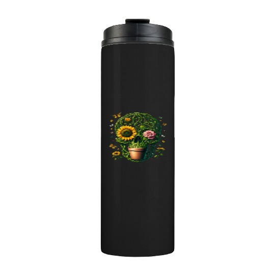Garden Lover’s Floral Skull Thermal Tumblers Green Thumb