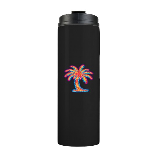 Vibrant Neon Palm Tree Tropical Beach Vibes for a Thermal Tumblers