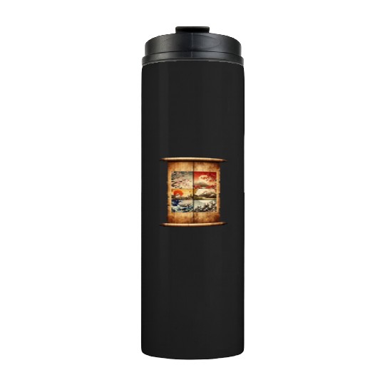 Winter Autumn Season Scenery Papyrus Scroll Thermal Tumblers