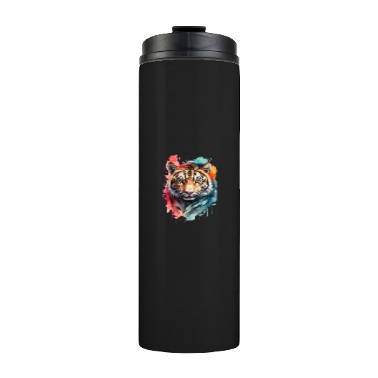 Wild Splendor: Colorful Leopard Face Thermal Tumblers