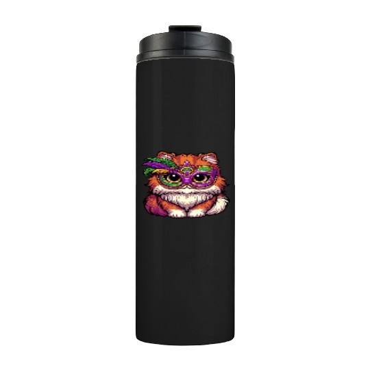 Mardi Gras Persian Cat, Dressed-up Cat Thermal Tumblers