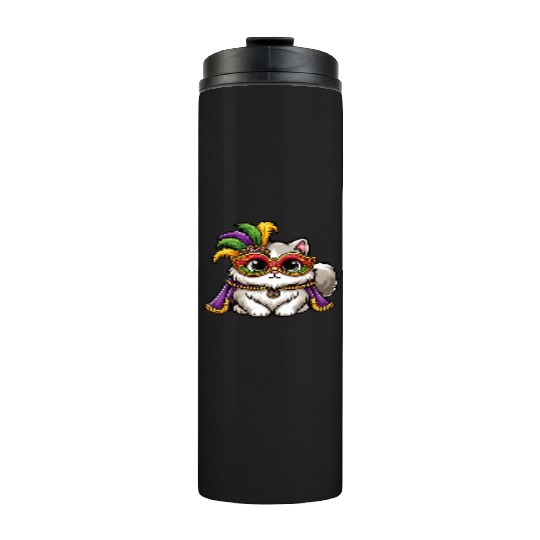 Mardi Gras Persian Cat, Masked Cat Costume Thermal Tumblers