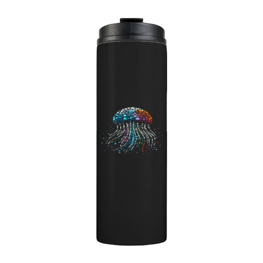 Neon Abyss - Jellyfish Pebble Art Thermal Tumblers