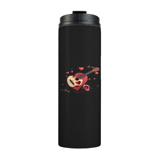 Melodic Affection: Heart Strumming Guitar Apparel Thermal Tumblers