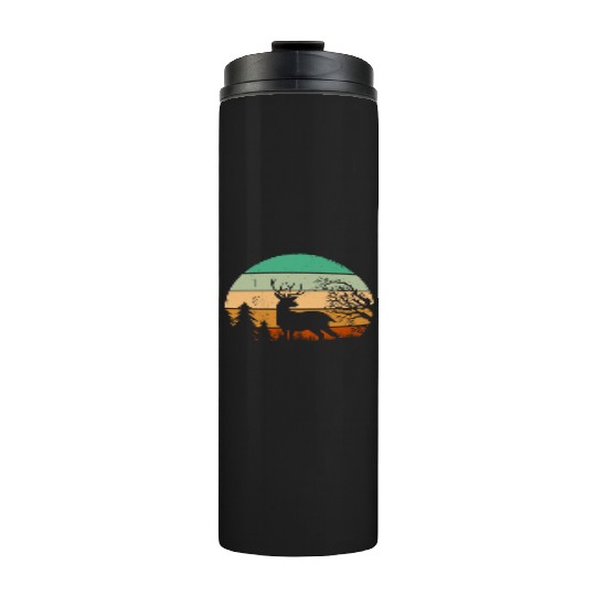 Serene Deer Twilight Forest Silhouette Thermal Tumblers
