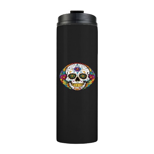 Sugar skull rainbow Thermal Tumblers