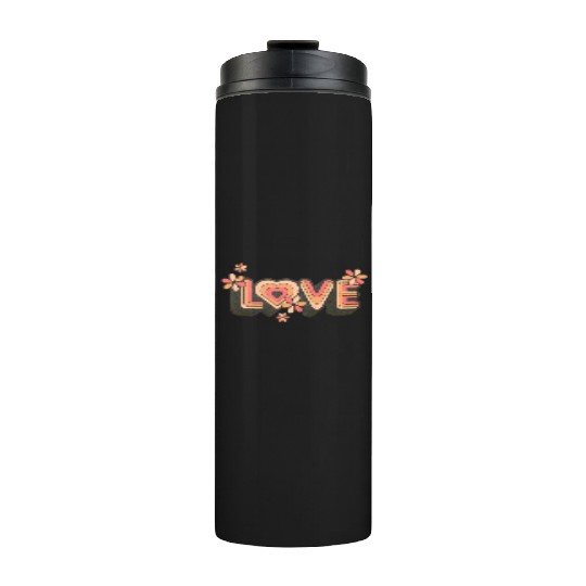 1960s Retro Hippie Floral Love Design Thermal Tumblers