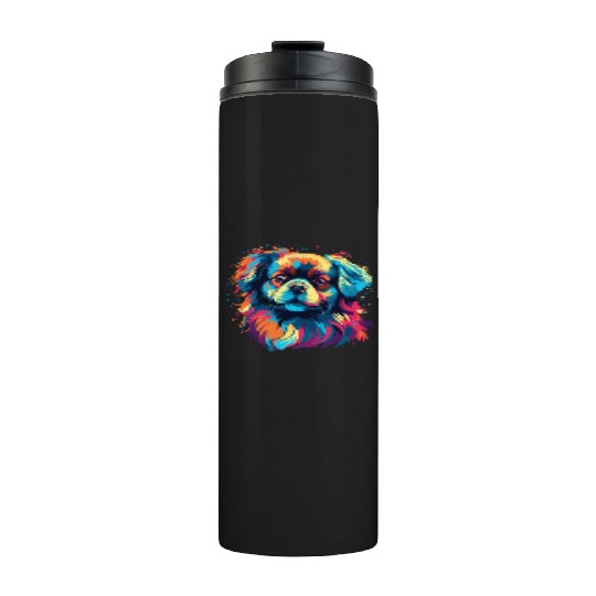 Watercolor Colorful Tibetan Spaniel Thermal Tumblers