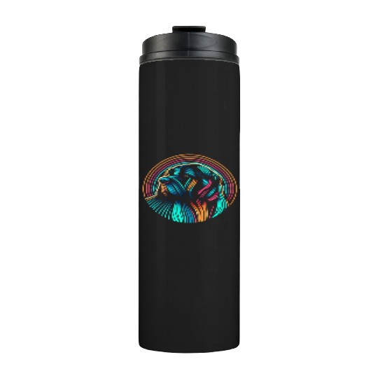Neon Dog Art - Retro 80s Style Colorful Painting Thermal Tumblers