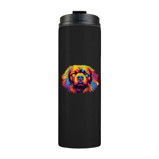 Watercolor Colorful Tibetan Mastiff Thermal Tumblers