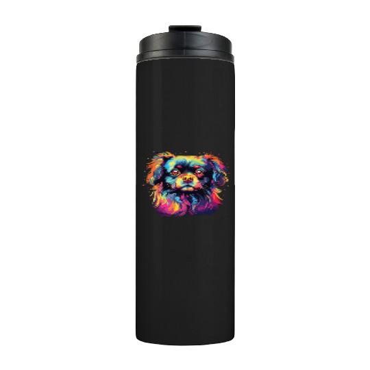 Watercolor Colorful Tibetan Spaniel Thermal Tumblers