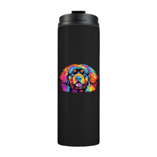 Watercolor Colorful Tibetan Mastiff Thermal Tumblers