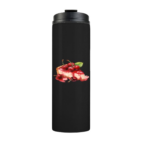 Slice of Red Cherry Cheesecake Thermal Tumblers