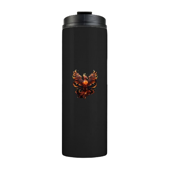 Fiery Phoenix Tattoo Design - Flight of Rebirth Thermal Tumblers