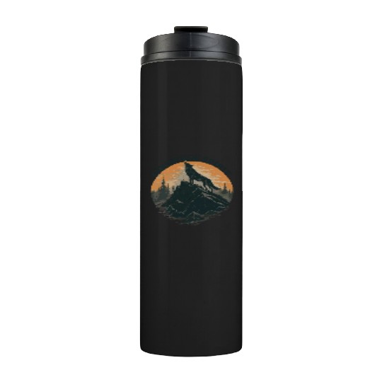 Mountain Majesty Wolf Howling on the Peak Thermal Tumblers