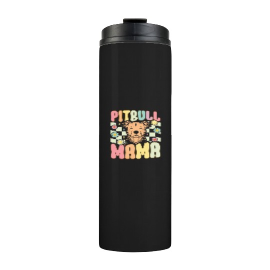 Groovy Pitbull Mom Female Dog Lover Thermal Tumblers