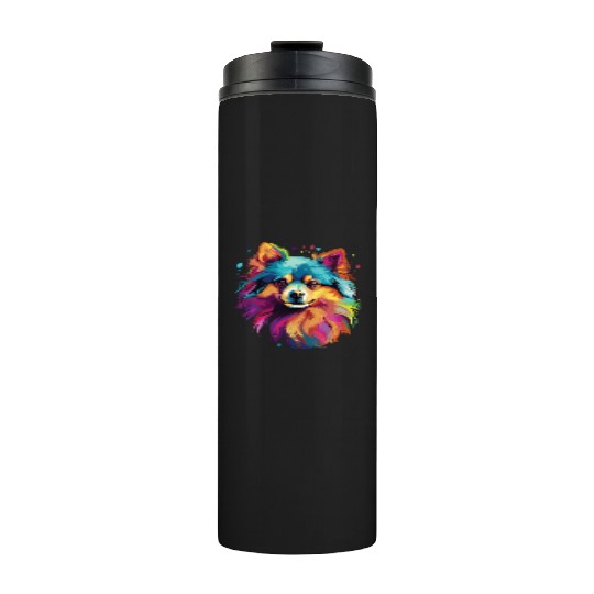 Watercolor Colorful Pomeranian Thermal Tumblers