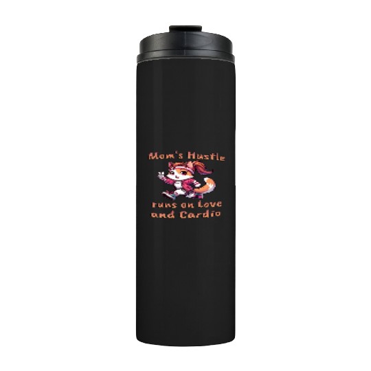 Mother's Day Marathon Cat "Love & Cardio" Quote Thermal Tumblers