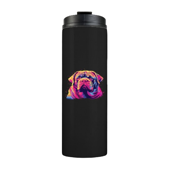 Watercolor Colorful Neapolitan Mastiff Thermal Tumblers