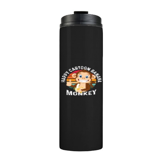 Happy Cartoon Banana Monkey Thermal Tumblers