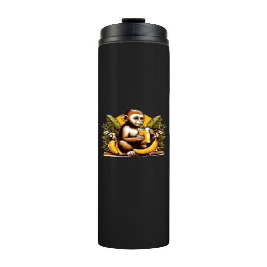 Monkey Sipping Banana Juice Thermal Tumblers