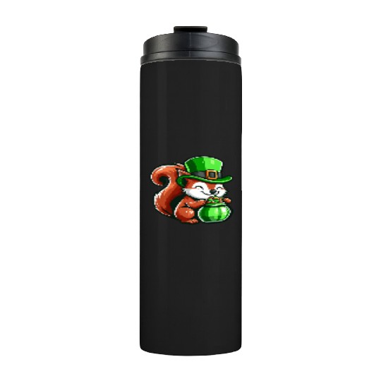St. Patrick's Day Cute Squirrel Comic Design Thermal Tumblers
