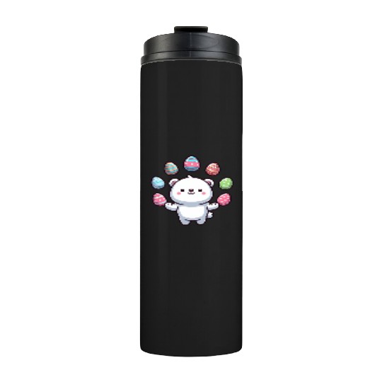 Cartoon Polar Bear Easter Egg Design Thermal Tumblers