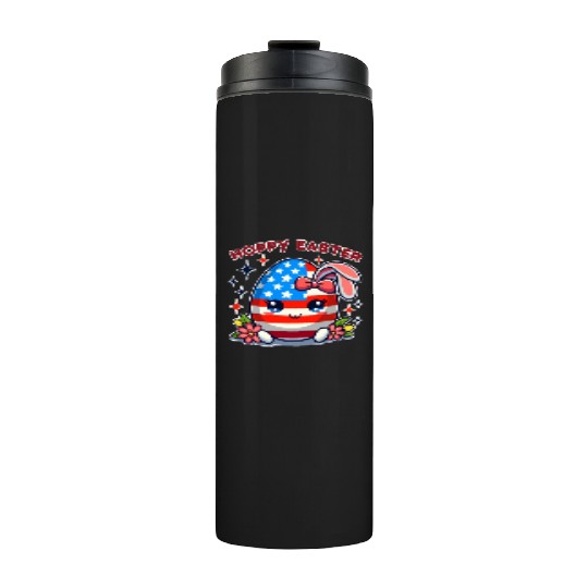Hoppy Easter - American Flag Easter Egg Bunny Ears Thermal Tumblers