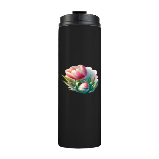 Spring Colorful Tulip With Easter Egg Thermal Tumblers