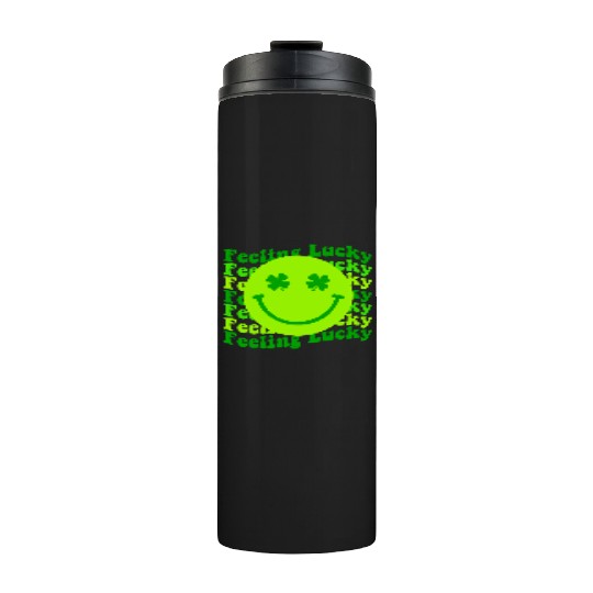 Irish Clover Feeling Lucky Smiling Face Thermal Tumblers
