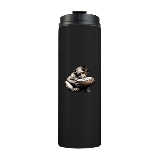 Coconut Milk-Sipping Monkey Thermal Tumblers