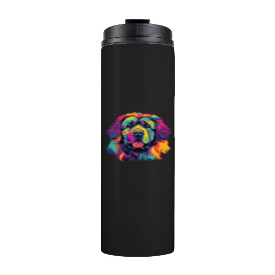 Watercolor Colorful Tibetan Mastiff Thermal Tumblers