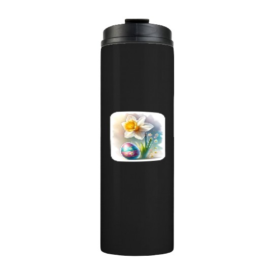 A Beautiful Daffodil With an Easter Egg Thermal Tumblers